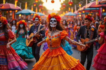 Dia de los muertos - Day of the dead - Colorful Parade - AI generated 