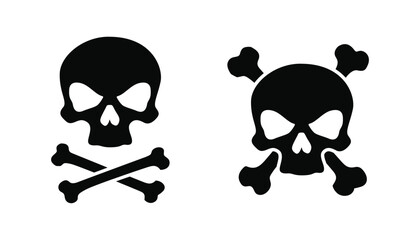 Minimal skull and crossbones on white background. Vector illustration