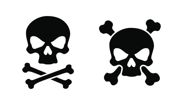 Minimal skull and crossbones on white background. Vector illustration