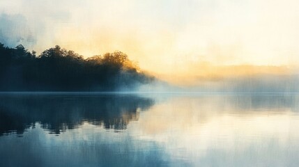 Fototapeta premium Misty Lake at Dawn