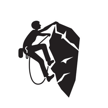 recommend clip art: Rock climbing silhouette. Climbing vector design. Climbing logo, icon isolated on white background.