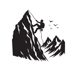 Rock climbing silhouette. Climbing vector design. Climbing logo, icon isolated on white background.