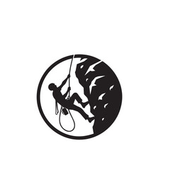 Naklejka premium Rock climbing silhouette. Climbing vector design. Climbing logo, icon isolated on white background.