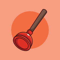Cartoon vector illustration of toilet plunger.