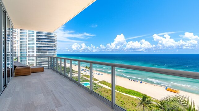 New architecture apartment balcony view direct ocean view