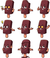 Ice cream popsicle mascot character. Vector cartoon illustrations bundle with each image on a separate layer.