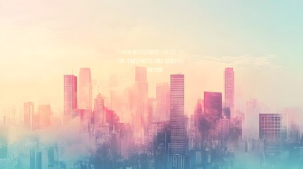Obraz premium Sleek and Stylish Pastel Skyline with Quote Overlay