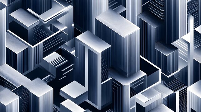 Abstracted Architectural Geometry in Seamless Monochromatic Pattern