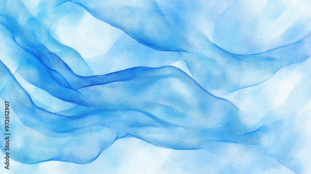 Poster Soft blue waves create a tranquil and calming atmosphere in a serene abstract design suitable for relaxation and meditation