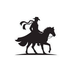 Naklejka premium Cowboy silhouette. Cowboy with horse silhouette. Cowboy vector design isolated on white background.