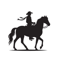 Fototapeta premium Cowboy silhouette. Cowboy with horse silhouette. Cowboy vector design isolated on white background.