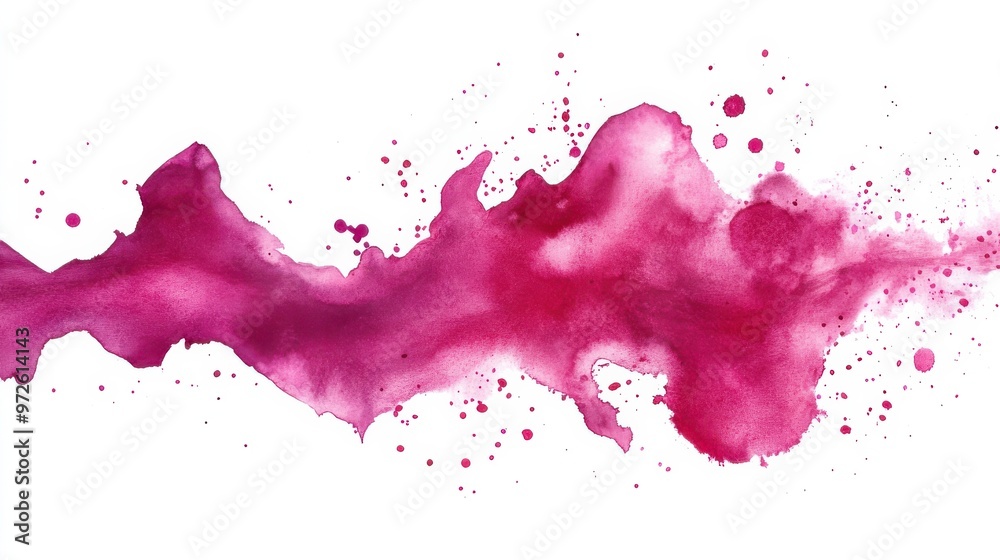 Poster vibrant pink watercolor splash with dynamic details showcasing a fluid artistic expression on a clea