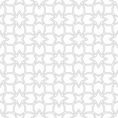 Seamless geometric pattern consisting of connected lines forming a harmonious interweaving. Suitable for various creative projects or decorative elements.