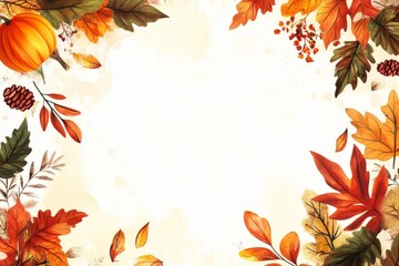 Obraz premium illustration of autumn leaves frame for greeting card , fall season, autumn season