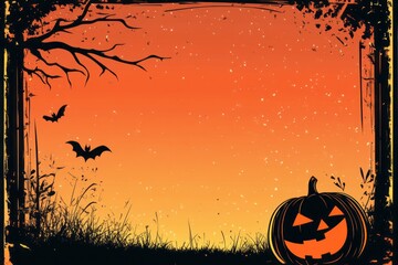 illustration of Halloween frame for greeting card