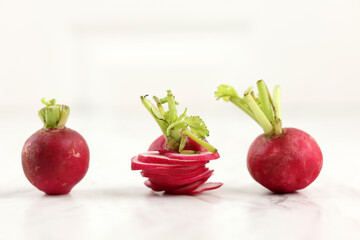 Red Radish Set on White Background