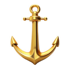 Elegant Golden Anchor on White and Transparent Background - High-Resolution Nautical Icon