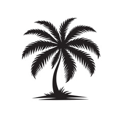 Palm tree vector design isolated on white background. Palm tree logo, icon, sign. Tropical palm tree illustration.
