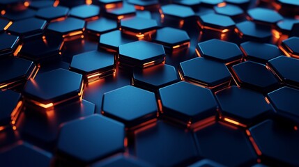 Obraz premium Technology comb hexagonal pattern blue light geometric structure connection