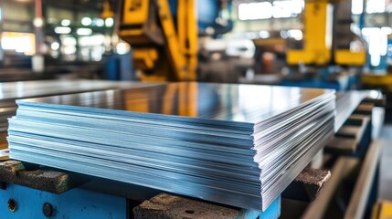 Metalworking Process of Stainless Steel Sheets in a Manufacturing Factory, Representing Industry and Production