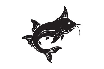 Catfish silhouette vector illustration, Catfish silhouette vector, Catfish silhouette PNG