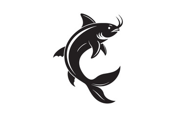 Catfish silhouette vector illustration, Catfish silhouette vector, Catfish silhouette PNG