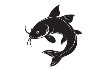 Catfish silhouette vector illustration, Catfish silhouette vector, Catfish silhouette PNG