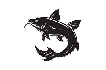 Catfish silhouette vector illustration, Catfish silhouette vector, Catfish silhouette PNG