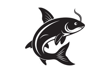Catfish silhouette vector illustration, Catfish silhouette vector, Catfish silhouette PNG