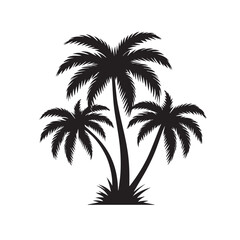 Palm tree vector design isolated on white background. Palm tree logo, icon, sign. Tropical palm tree illustration.