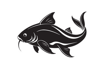Catfish silhouette vector illustration, Catfish silhouette vector, Catfish silhouette PNG