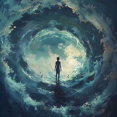 Rebirth From Ruin: A person breaking free from the vicious cycle of addiction, rising above their struggles and finding a new path to inner peace and self-discovery.