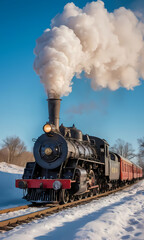 Naklejka premium steam train in the forest
