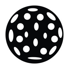 Pickleball icon. pickleball sport outdoor ball black isolated on white background. Pickleball ball with holes flat vector icon for sports. Vector illustration.