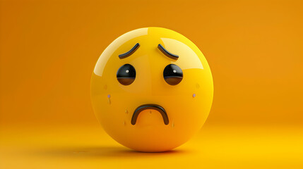 Fototapeta premium Sad emoji, emoticon, emotion, face, sad, cry, expression, communication, icon, sign, symbol