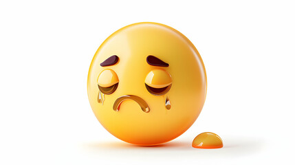 Fototapeta premium Sad emoji, emoticon, emotion, face, sad, cry, expression, communication, icon, sign, symbol
