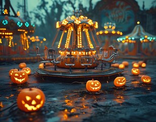 halloween pumpkin at the amusement park