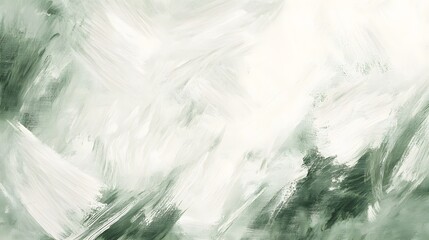 Obraz premium Abstract Green and White Brushstroke Painting