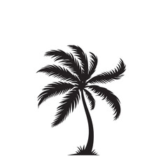 Palm tree vector design isolated on white background. Palm tree logo, icon, sign. Tropical palm tree illustration.