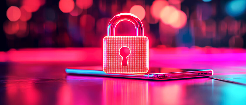 A secure transaction through NFC-enabled smartphone, glowing digital padlock, seamless and effortless, Sci-Fi, High contrast, Digital Art