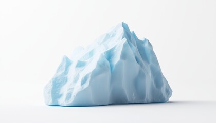 Obraz premium Pristine iceberg isolated on a white background, sharp ice peaks and smooth surfaces, natural ice formation, minimalist polar scenery