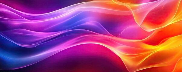 Obraz premium Colorful abstract waves in vibrant shades of purple, pink, and orange, creating a dynamic and flowing visual effect.
