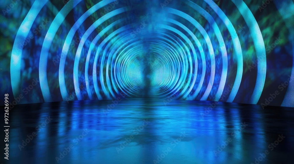Aufkleber mesmerizing blue tunnel with swirling patterns creates a captivating visual experience for art, desi