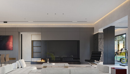 Modern living room with sleek design elements.