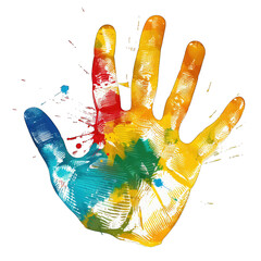 colorful hand print on transparent background png
