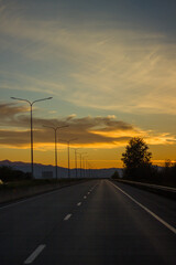 Fototapeta premium Sunset on the road, Georgia.