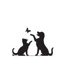 Dog and cat silhouette. Dog and cat vector design. Dog and cat logo, icon black and white.