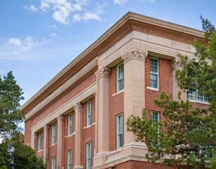 University campus building, representing higher education, academic institutions, and learning environments.