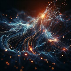 Pulsating Energy Wave | Abstract Digital Background | Cosmic Energy Flow | Neon Light Abstract | Futuristic Technology Image | High Resolution Large Image At 300 PPI