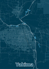 Yakima, Washington, USA artistic blueprint map poster